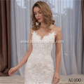 V-neck lace trumpet modern bridal gown backless mermaid pattern civil wedding dress